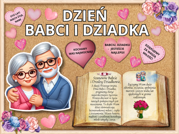 DZIEŃ BABCI I DZIADKA - gazetka, grafika XL, życzenia