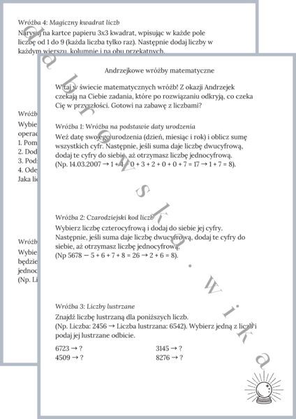 Andrzejkowe wróżby matematyczne