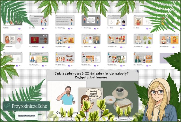 Prezentacja multimedialna w genial.ly „Jak zaplanować II śniadanie do szkoły? Zajęcia kulinarne.”. Edukacja zdrowotna. Klasa 4. Dział „Moje odżywianie”.