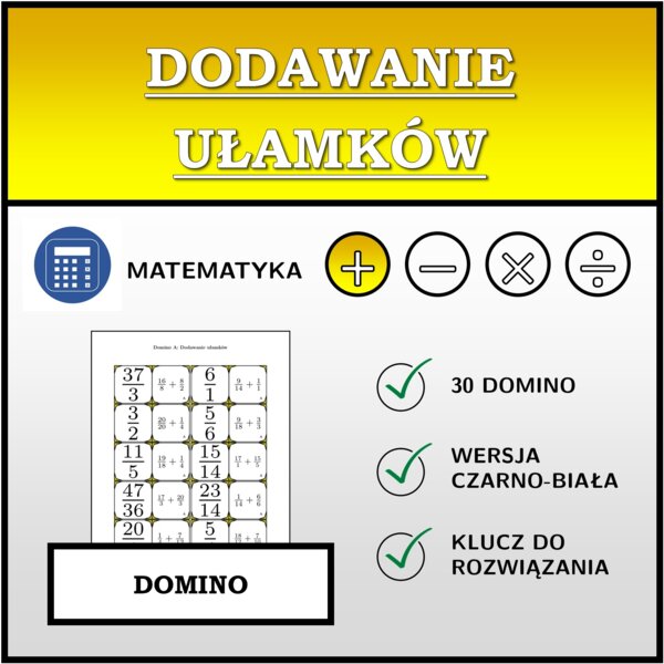 Domino - Dodawanie ułamków | matematyka
