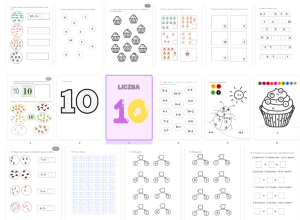 Liczba 10 - ćwiczenia, zadania dla przedszkolaków