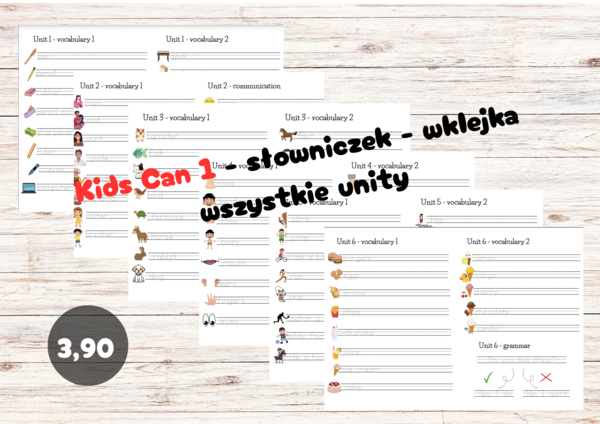 Kids Can 1 - słowniczek - wklejka - wszystkie unity
