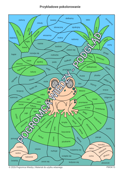 Wiosna nad stawem - karta pracy  +  klucz odpowiedzi