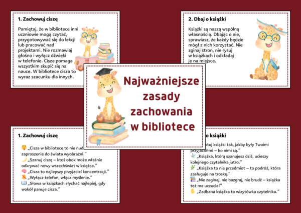 📚 Gazetka „Najważniejsze zasady zachowania w bibliotece” – 14 stron