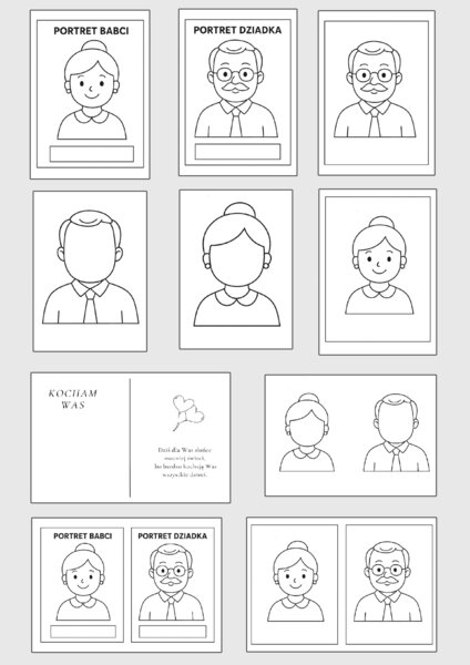 Kolorowanka i laurka DLA BABCI I DZIADKA - różne wersje