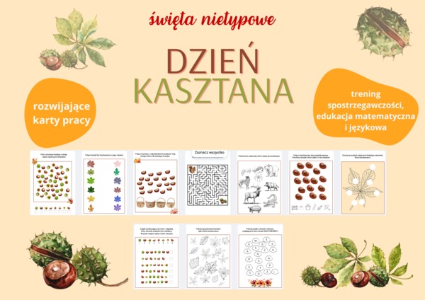 Dzień Kasztana - karty pracy na święta nietypowe