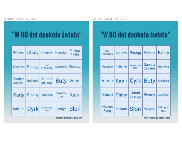 W 80 dni dookoła świata. Gra bingo
