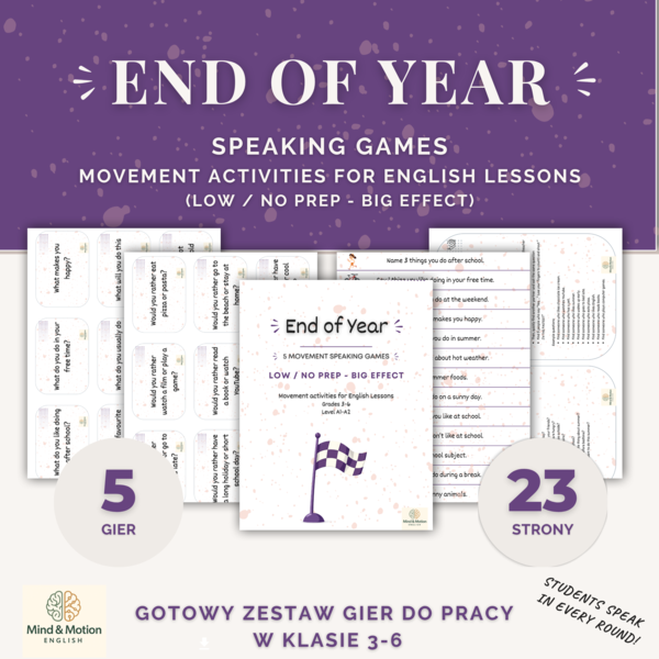END OF YEAR - Speaking Games | Movement Activities | A1- A2