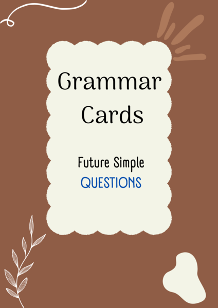 Future Simple/ Pytania/ Karty do mówienia/ Mówienie/ Speaking/ Konwersacje/ Klasy 4-8/ Klasy 4-6/ Klasy 6-8/ SP/ Warm-up/ Rozgrzewka/ Speaking cards/ Gramatyka/ Grammar/ Speaking cards grammar/ Grammar cards/ E8