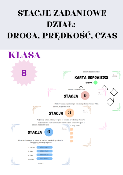 Stacje zadaniowe - droga, prędkość, czas