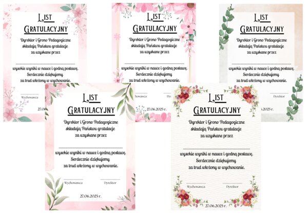 Listy gratulacyjne dla rodziców