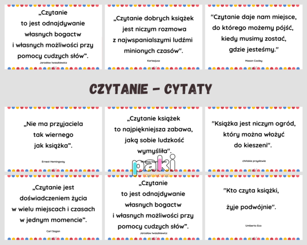 Czytanie, czytelnictwo, Światowy Dzień Książki - CYTATY - gazetka