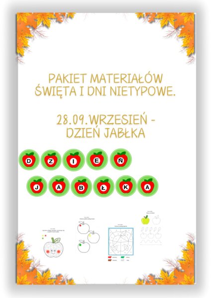 PAKIET MATERIAŁÓW NA WRZESIEŃ WEDŁUG KALENDARZA ŚWIĄT I DNI NIETYPOWYCH.