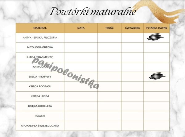 Powtórki maturalne - checklista