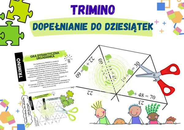 Dopełnianie do dziesiątek – układanka trimino