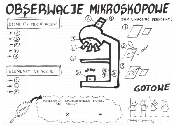 Obserwacje mikroskopowe - klasa 5 - sketchnotka KP