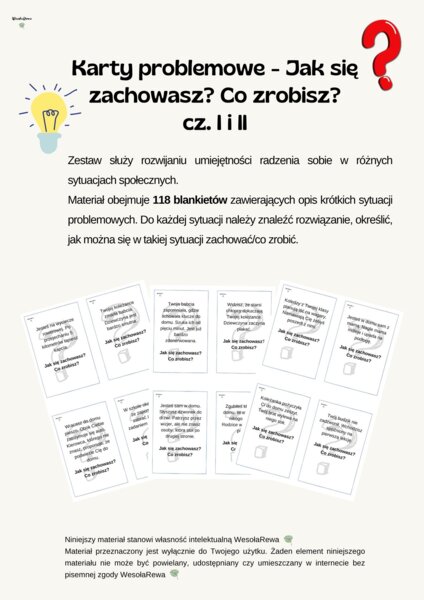 Część I i II - Karty problemowe Jak się zachowasz? Co zrobisz?