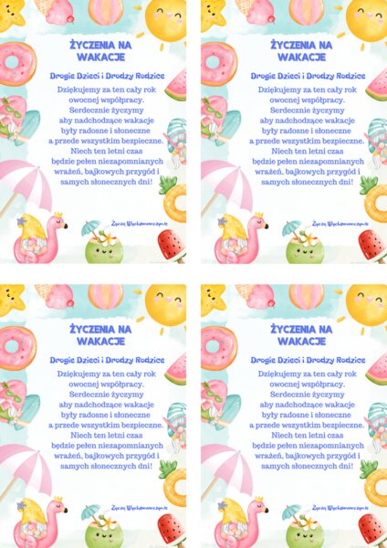 Życzenia wakacyjne