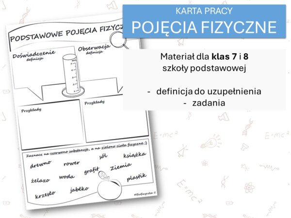 Fizyka 7 i 8. Karta pracy. PODSTAWOWE POJĘCIA FIZYCZNE. Pierwsze spotkanie z fizyką.