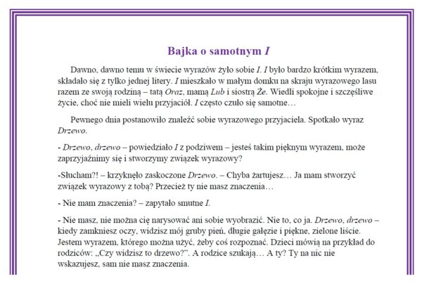 Spójnik - gramatyczna bajka, ćwiczenia, czytanie ze zrozumieniem