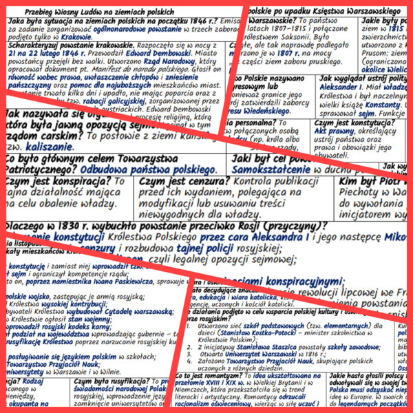 Ziemie polskie w dobie powstania Królestwa Polskiego po kongresie wiedeńskim NOTATKI