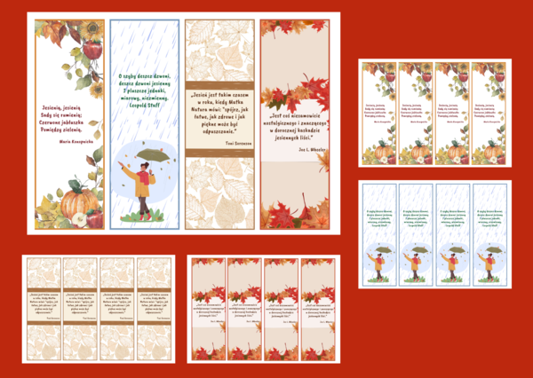 JESIENNE zakładki do książek – zakładka – jesień - wersja 2