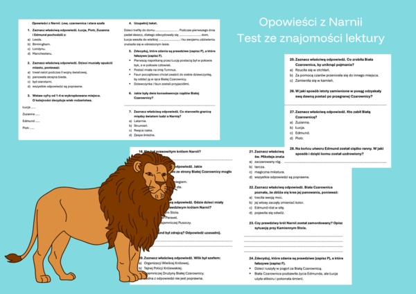 Opowieści z Narnii - test ze znajomości treści lektury