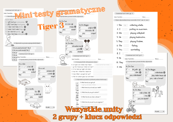 Mini testy gramatyczne Tiger 3 wszystkie unity