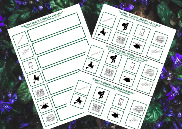 "KAJKO I KOKOSZ. SZKOŁA LATANIA" – ikonki – wklejki – karta pracy – lektury 4-6