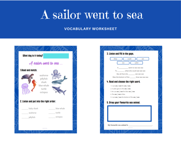 Karty pracy do piosenki A sailor went to sea, sea, sea - zwierzęta morskie