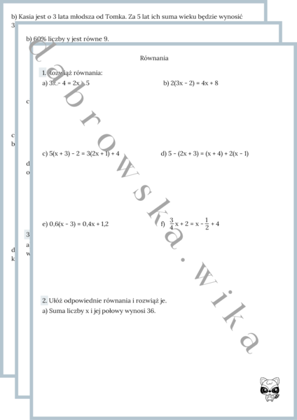 Równania - zestaw zadań