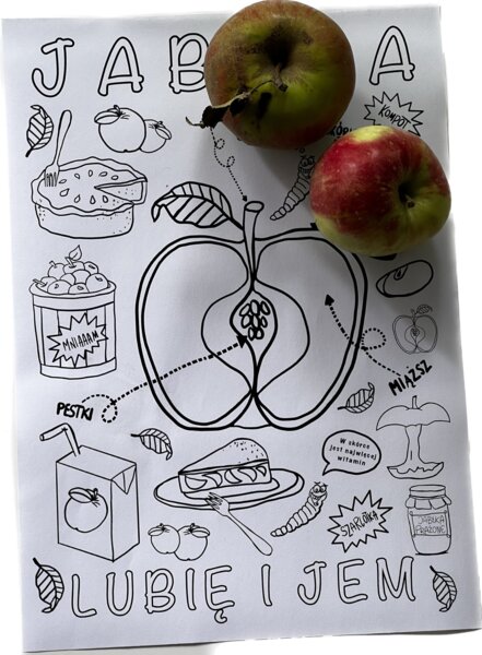 Dzień Jabłka - kolorowanka a4, Kolorowanka XL 9 części gratis