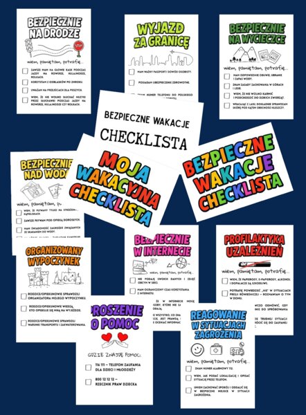 Bezpieczne wakacje - checklista dla uczniów - gazetka proflaktyczna
