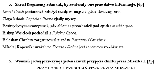 Sprawdzian - Od Piastów do Jagiellonów