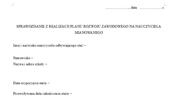 Sprawozdanie logopeda mianowanie