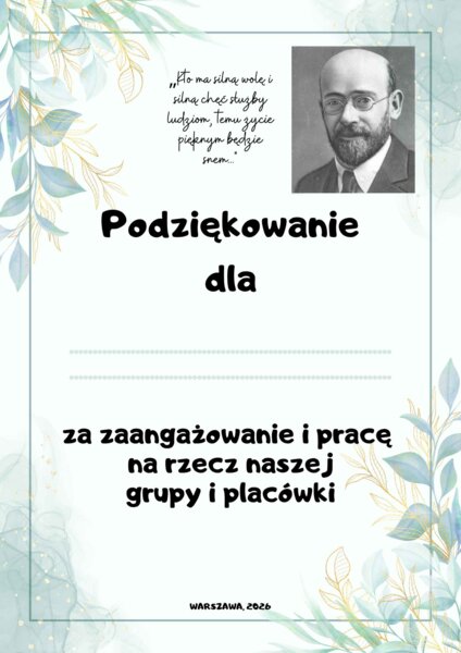 Podziękowanie dla rodziców na koniec roku