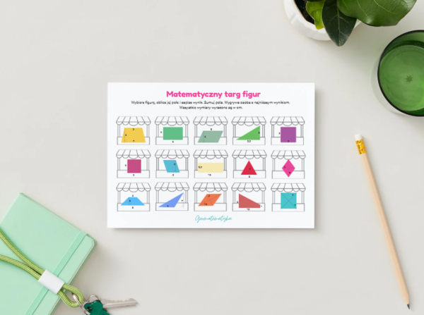 Matematyczny Targ Figur - gra pola wielokątów (klasa 5,6) powtórzenie działu