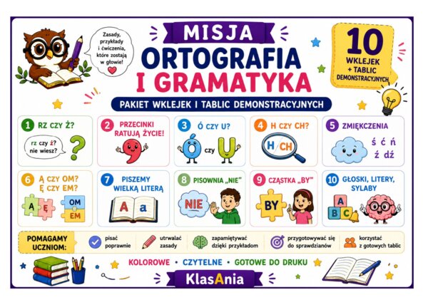 Wklejki - ortografia i gramatyka- klasa 2-8