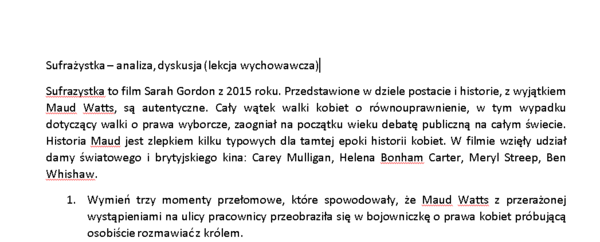 Sufrażystka - karta pracy