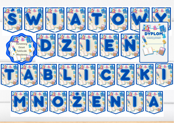 17 listopada - Światowy Dzień Tabliczki Mnożenia - Girlanda Dyplom Dekoracja