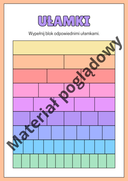Ułamki zwykłe - graficzna reprezentacja, blok ułamkowy (wprowadzenie pojęcia oraz skracanie/rozszerzanie ułamków zwykłych)