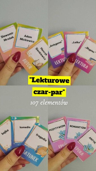 "Lekturowe czar-par" - 107 elementów autorzy, lektury, epoki i gatunki