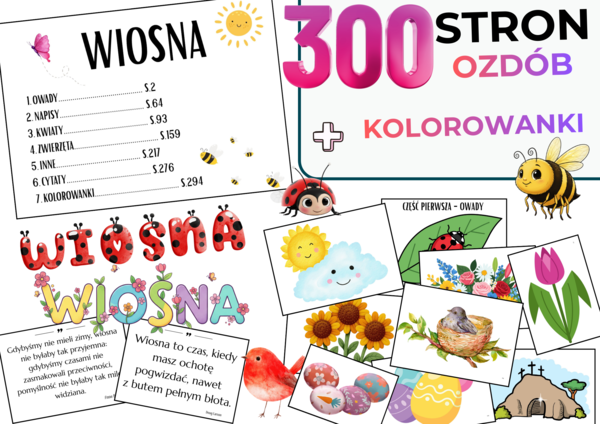 Pakiet ozdób wiosenno-wielkanocnych – 300 stron | Gazetki, dekoracje do klasy