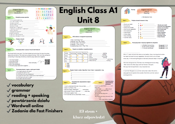 🎾 English Class A1 - Unit 8 - zestaw ćwiczeń dodatkowych