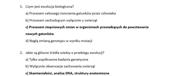 Test- ewolucja życia