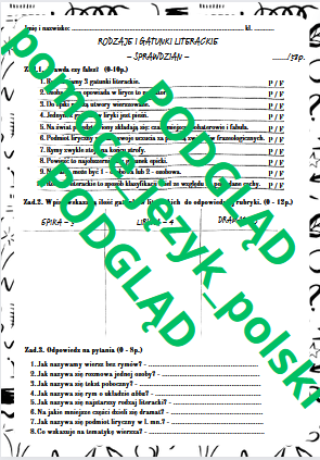 Rodzaje i gatunki literackie - sprawdzian