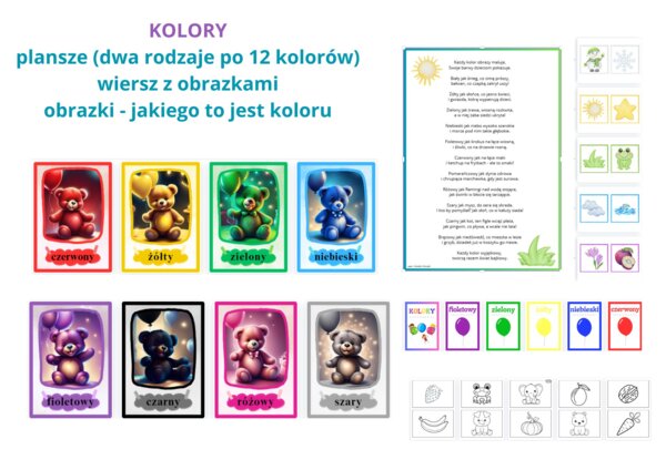 Kolory - plansze, kolorowanki, wiersz