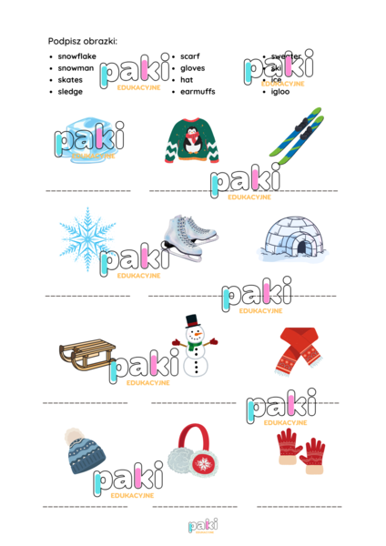 Karta pracy // słownictwo // zima