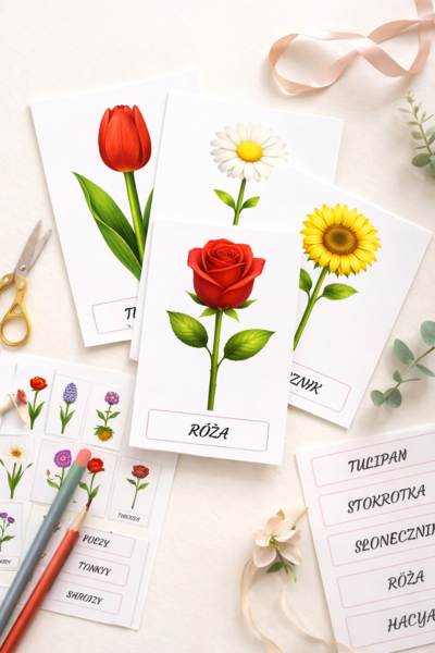 Moje pierwsze kwiaty – karty obrazkowe dla 2–4-latków
