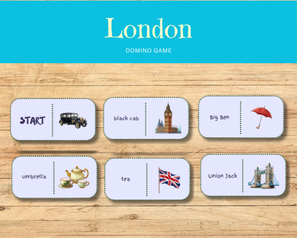 London Landmarks and Symbols - Domino. Symbole i Zabytki Londynu. 2 wersje. Zywkła. Kod QR